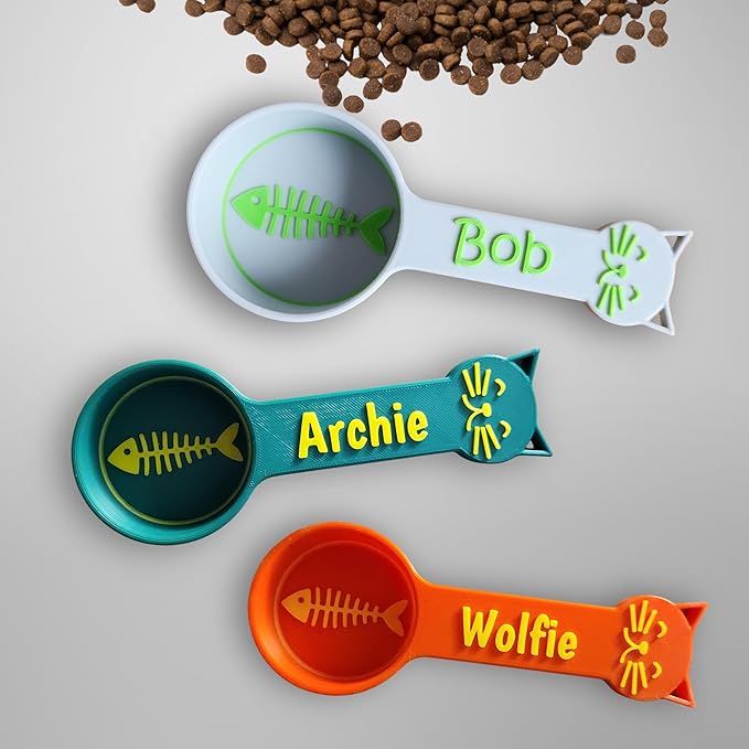 Personalized Cat Food Scoop, Cat Food Measuring Cup with Name, Kibble Scoop (7 oz - 7/8 cup)