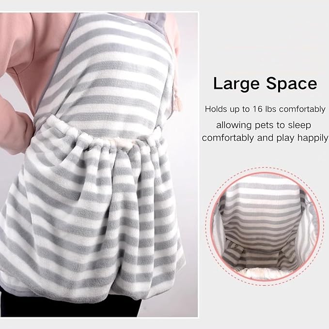Ferret Sling Carrier Fleece Bag Soft Breathable Hands Free Shoulder Front Chest Apron Bonding Pouch Accompany Carrier for Rat Bird Hamster Rabbit Guinea Pig Rabbit (M)
