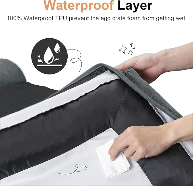 Medium Dog Bed Orthopedic Washable: Beds Bolster Medium Sized Dogs Bed Egg Crate Foam Couch Sofa Waterproof with Removable Cover - Dark Grey