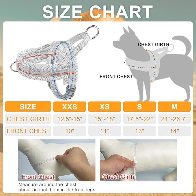 BEAUTYZOO No Pull Dog Harness Medium Sized Dog, Breathable Mesh Padded Dog Harness and Leash Set, Adjustable Reflective Escape Proof Dog Vest Harnessss Quick Fit for Training Walking, Red M