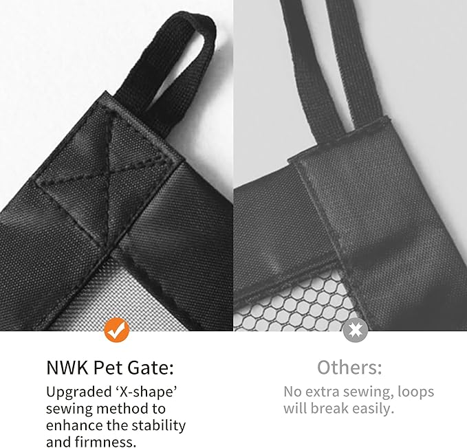 NWK Magic Dog Gate for Stairs Pet Gate for The House Providing a Safe Enclosure for Pets to Play and Rest, 6 Hooks Design (30'' X 35'')