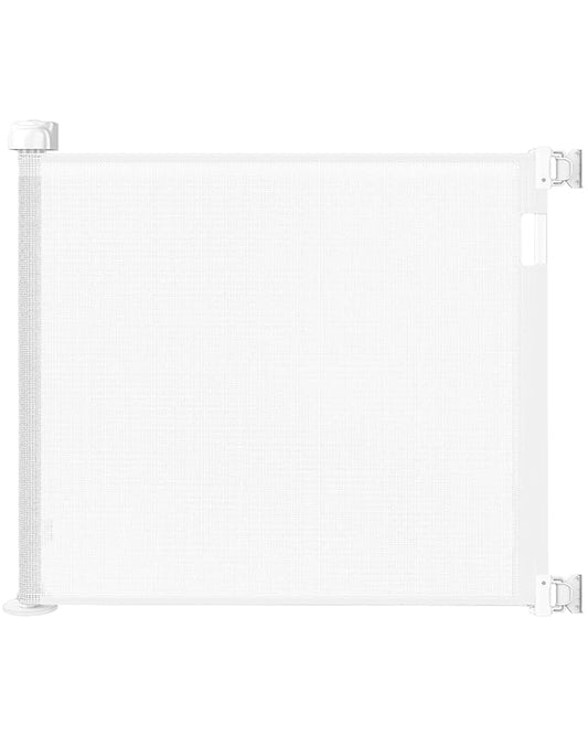 Retractable Baby Gate for Doorways and Stairs, Mesh Safety Gate for Pet, Indoor & Outdoor Use, One-Hand Operation, Easy Installation, 33.6" Tall, Expands to 55" Wide（White,33.6"x55"