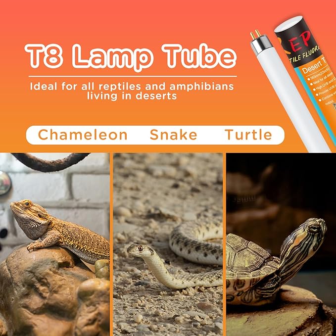 T8 UVB Reptile Light 15W 10.0-2 Pack,UVA UVB Light Bulb for Reptiles,Reptile UVB Lamp Tube for Bearded Dragon