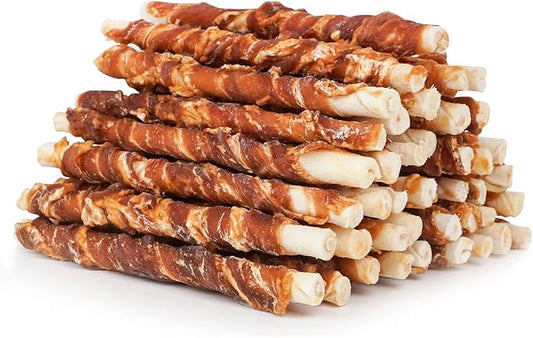 MON2SUN 5 Inch Duck Wrapped Rawhide Dog Treats for Puppy and Small Dogs, Promotes Dental Health, Healthy Snacks 14.11 oz