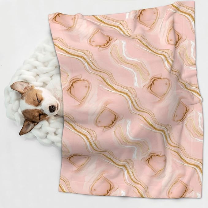 Reversible Plush Throw for Dogs and Cats, Pink Tie Dye Marble Texture, Double Sided Blanket with Nubby Dot Side and Sleek Side Ideal for Cuddling Nesting Security
