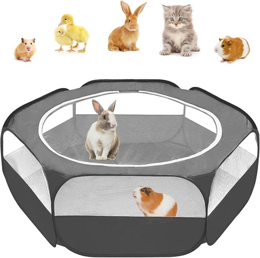Amakunft Small Animal Pop-Up Playpen with Mesh Cover, 47'' x 23.6'' x 15'' Chicken Brooder Box, Play Pen Indoor Outdoor for Guinea Pigs, Bunny, Rabbits, Ferrets, Chinchillas, Kittens