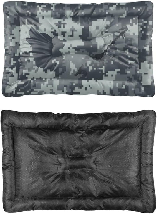 Grayscale Pixelated Camouflage Fuzzy Dog Bed Washable Dog Crate Mat Create Pad Crate Liner Pad Washable Non-Slip Small Bed Medium Tear-Resistant Mat for Cushions Indoor Outdoor 36X24 Inch