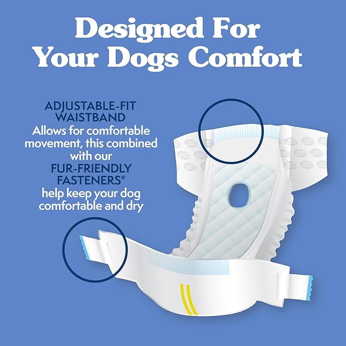 Simple Solution Female Dog Diapers – Disposable Leak-Proof Diapers for Potty Training, Incontinence, and Heat Cycle – Extra Small Fit for 9–14 Inch Waist – 30 Count (Pack of 12)