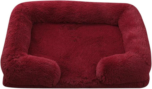 Dog Beds Large Sized Dog Orthopedic, Sofa Dog Bed with Waterproof Lining and Nonskid Bottom, Rectangle Washable Dog Bed for Medium Small Dogs and Cats Comfortable (Color : Red, Size : 17 x 15)