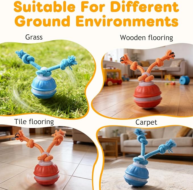 2PCS Zealburst Dog Toy, Interactive Dog Toys, 2026 Upgraded Motion Activated Squeaky Cat Balls, 360° Smart Automatic Rolling Moving for Bored Pet Cats Dogs (Orange+Blue)