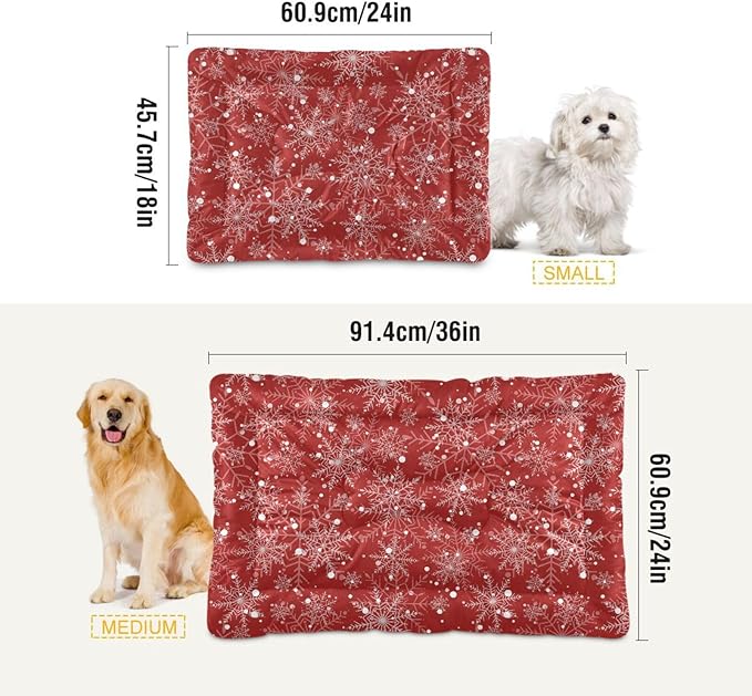 Pet Bed Christmas Snowflake Dog Bed Mat Absorbing Non Slip Pad Pet Sleeping Mat for Small, Medium, and Large Dogs Puppy Cat 36 in x 24 in
