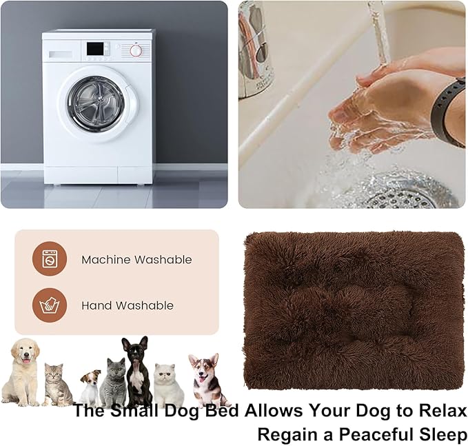 Dog Crate Mat, Dog Bed for Large Dogs, Comfy Fluffy Kennel Pad Anti-Slip for Dog beds & Furniture, Quilted Dog Bed for Pets for Medium/Small Dogs Cats (Color : Coffee, Size : 16.9x11)