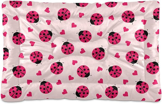 Pet Bed Ladybug Hearts Dog Bed Mat Absorbing Non Slip Pad Pet Sleeping Mat for Small, Medium, and Large Dogs Puppy Cat 36 in x 24 in