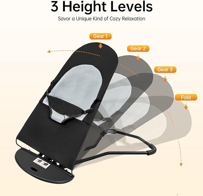 Pet Rocking Chair, Portable Foldable Pet Rocker Bed with 3-Level Height Adjustment, Pet Hammock for Small Dogs & Cats up to 33lbs, Breathable Mesh Hanging Bed with Safety Buckle (Black)