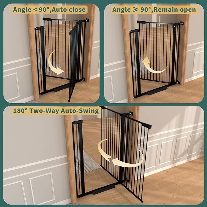 40.55" Tall, 34.05-45.86 Inch Wide, 1.37" Ultra Narrow Spacing Dog Pet Baby Gate Indoor for Doorway Hallway, Pressure Mounted 35 36 37 38 39 40 41 42 43 44 45 Inches Wide Black