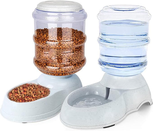 Automatic Dog Feeder and Water Dispenser Set for Large Dogs, 3 Gallon Gravity Dog Cat Food and Water Dispenser Set with Pet Food Bowl,Large Pet Food Water Dispenser Station