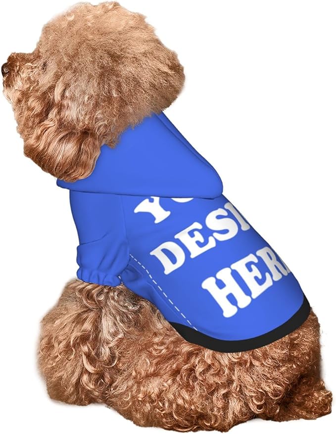 Dog Clothes, Custom Dog Hooded Sweatshirt, Personalized Pet Costume Robe Shirt with Text/Image/Club Name/Pet Shop Logo for Small Medium Large Dogs and Cats, RoyalBlue, XXS