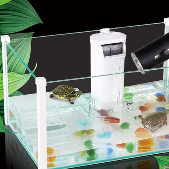 Aquarium Waterfall Filter Reptiles Turtle Filter for small tank 1-15 gallon, Low Level Water Clean Pump Internal Bio Media Water Filtration System for Fish Amphibian Cichlids Frog (Waterfall Filter)