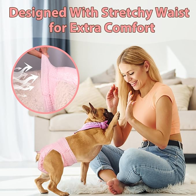 Ambreview Disposable Dog Diapers Female, Just Pull It Up, Doggie Diapers for Female Dogs, Strong Absorbency | Leak Proof, for Dogs in Heat | Elderly | Disabled, M 30 PCS