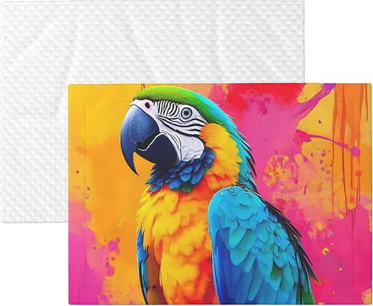 Waterproof Dog Blanket Soft Pet Blanket for Puppy Cat, Fleece Cat Throw Blankets for Furniture Bed Couch Sofa Reversible - Vibrant Parrot Splash Art