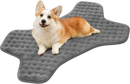 Dog Bed Mat, Soft Foam Dog Crate Pad for Small Medium Dogs, Stylish Bone-Shaped, Anti Slip & Washable Pet Floor Mat Puppy Bed for Crates, Kennel