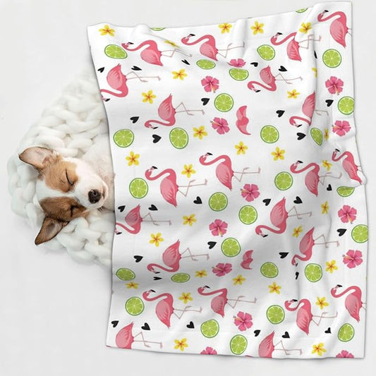 Pet Blanket for Couches and Beds, Cute Pink Flamingo, Reversible Double Sided Plush Design with Soft Bumpy Texture and Smooth Surface, Furniture Protector
