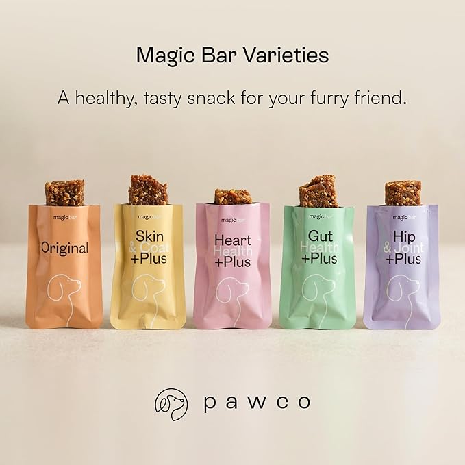 Pawco Magic Bar Heart Health Treat – High Protein Peanut Butter Dog Biscuits – 8-Pack – Healthy Snack Made with Natural Ingredients: Peanut Butter, Pumpkin, Sweet Potato, and Apples