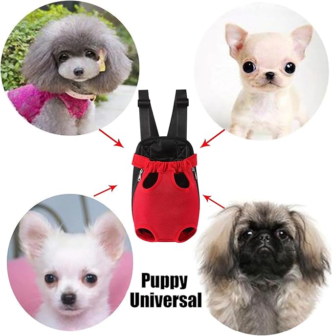 Dog Carrier Backpack, Adjustable Puppy Front Carrier Backpack, Ventilated Dog Chest Carrier for Hiking Camping Travel, Sling Bag for Small Medium Dog Cat Rabbit Puppies, Suit 5-9 lbs (Beige, M)