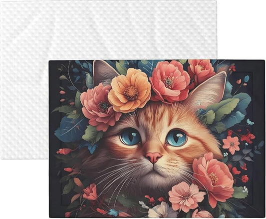 Waterproof Dog Blanket Soft Pet Blanket for Puppy, Fleece Cat Throw Blankets for Furniture Bed Couch Sofa Reversible - Flower Crown Cat