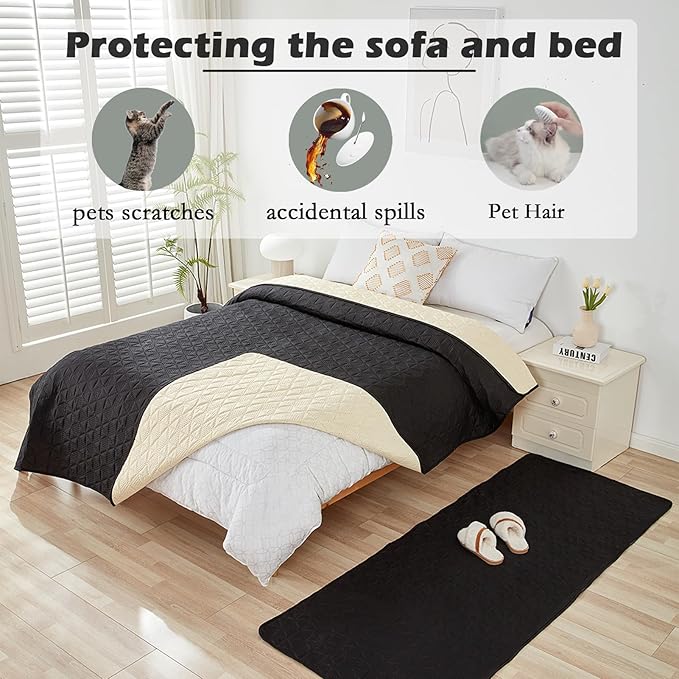 Waterproof Dog Bed Cover Pet Blanket, Soft Pet Couch Covers for Sofa Washable, Bed Couch Sofa Furniture Protector for Puppy Cat Kids (Black,75 * 180 CM)