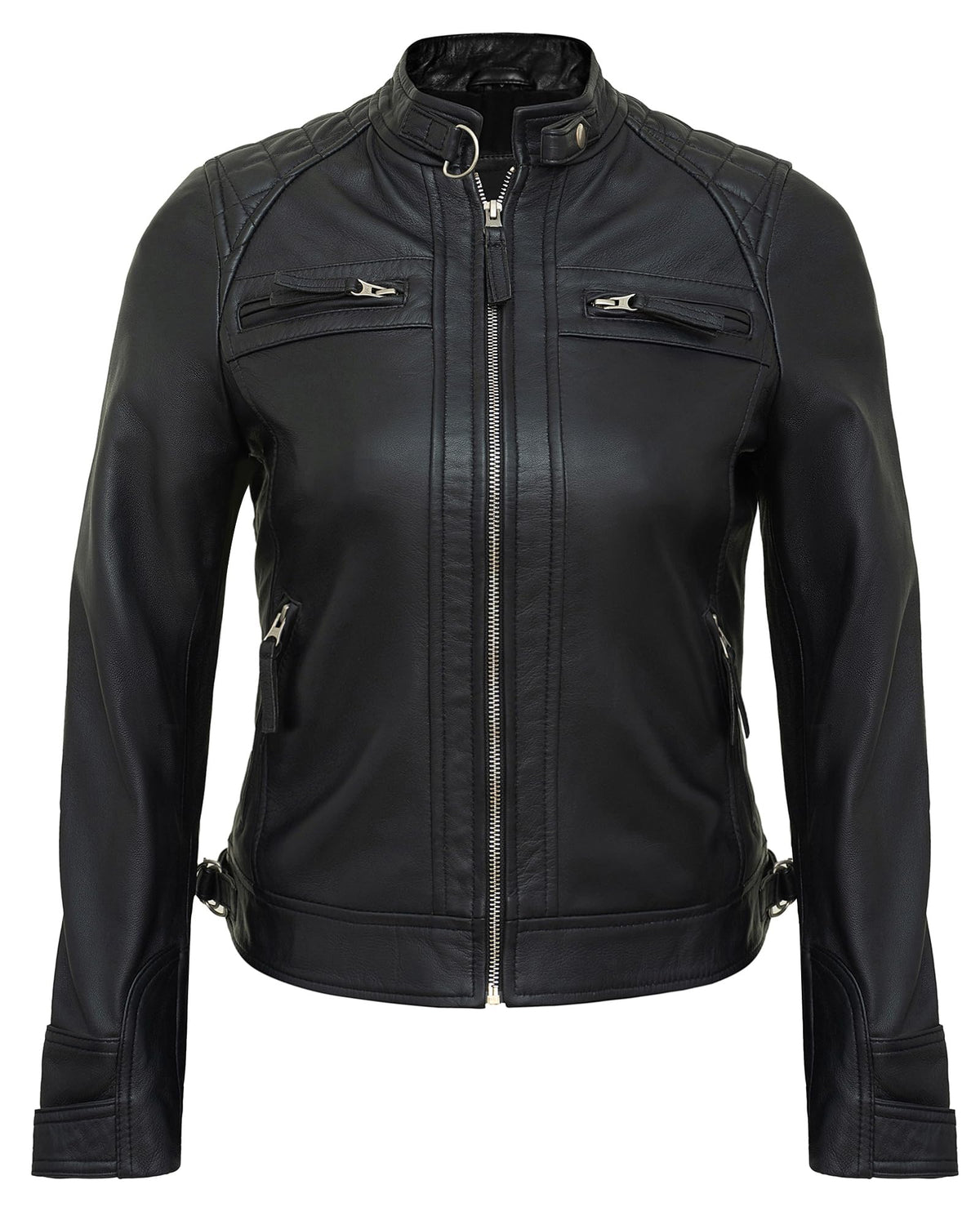 UrbanFocal Black Leather Jacket For Women | [101002706] D1 Black, 2XL