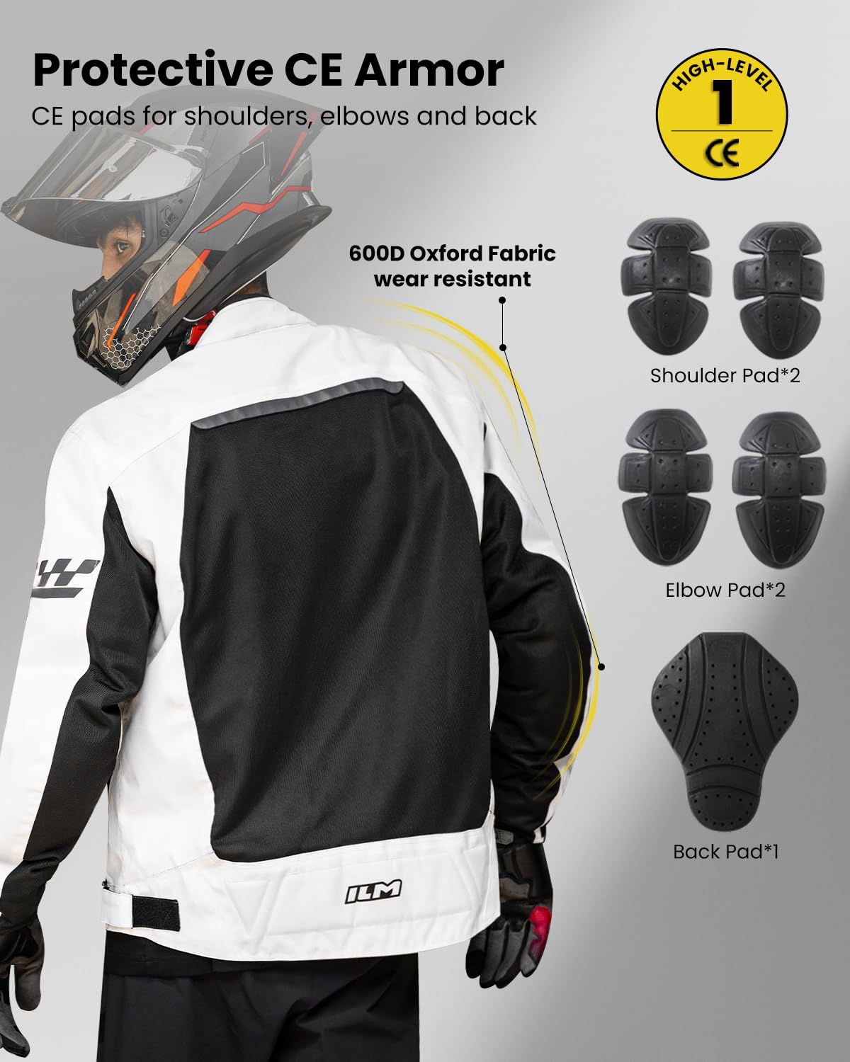 ILM Motorcycle Mesh Jacket with CE Armor for Men Model JM3
