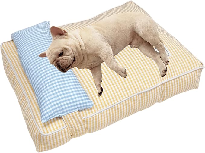 Dog Bed for Small Dogs, Dog Mattress with Pillow for Crate Kennel, Sofa Dog Bed, Super Soft Pet Bed for Medium, Small Dogs Breeds,Pet Bed Puppy Bed,Beds & Furniture (Yellow,Medium)
