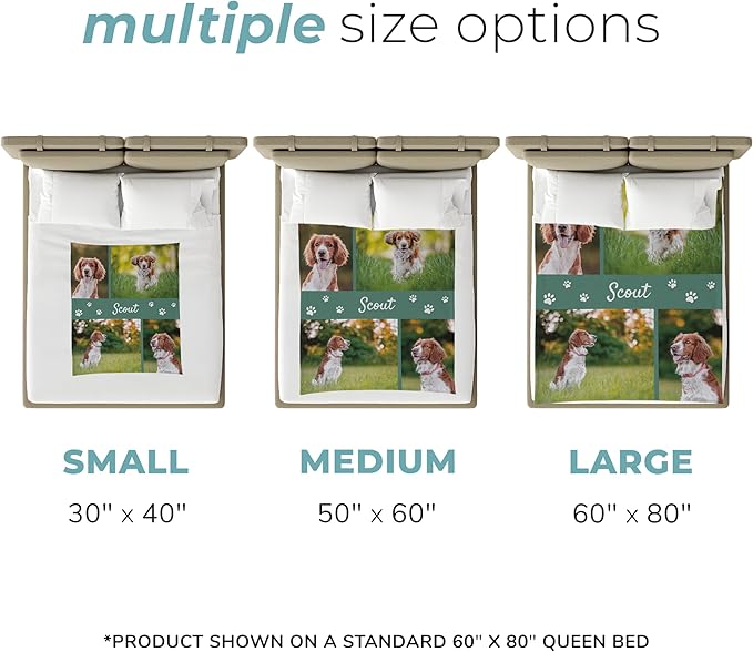 Prints Next Day – Custom 50" x 60" Fleece Pet Lightweight Blanket with Multi-Photo Upload - Personalized with Pet Lightweight's Name - Gift for Dog or Cat Owners - Printed in America