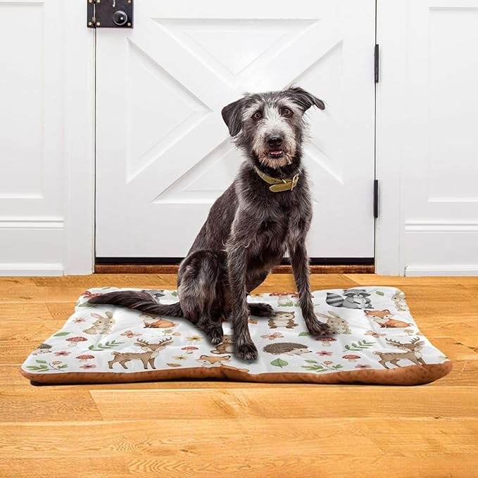 Emelivor Cute Animals Dog Cat Bed Washable Crate Pet Bed Anti-Slip Comfortable Puppy Kennel Bed for Large Medium Small Dogs Cat, 24x18in