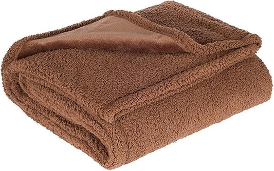 Waterproof Pet Blanket, Lovers Blanket Reversible Plush Sherpa Fleece Furniture Protector for Sofa, Bed & Couch, Liquid & Pee Proof Dog Blanket Cover for Dogs Cats Lovers Couples (Brown, XL(57"x85"))