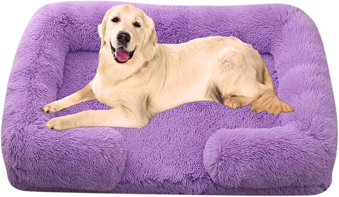 Dog Beds Large Sized dog Orthopedic, Sofa Dog Bed with Waterproof Lining and Nonskid Bottom, Rectangle Washable Dog Bed for Medium Small Dogs and Cats Comfortable ( Color : Purple , Size : 43 x 27" )