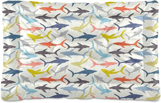 Pet Bed Shark Colorful Dog Bed Mat Absorbing Non Slip Pad Pet Sleeping Mat for Small, Medium, and Large Dogs Puppy Cat 36 in x 24 in