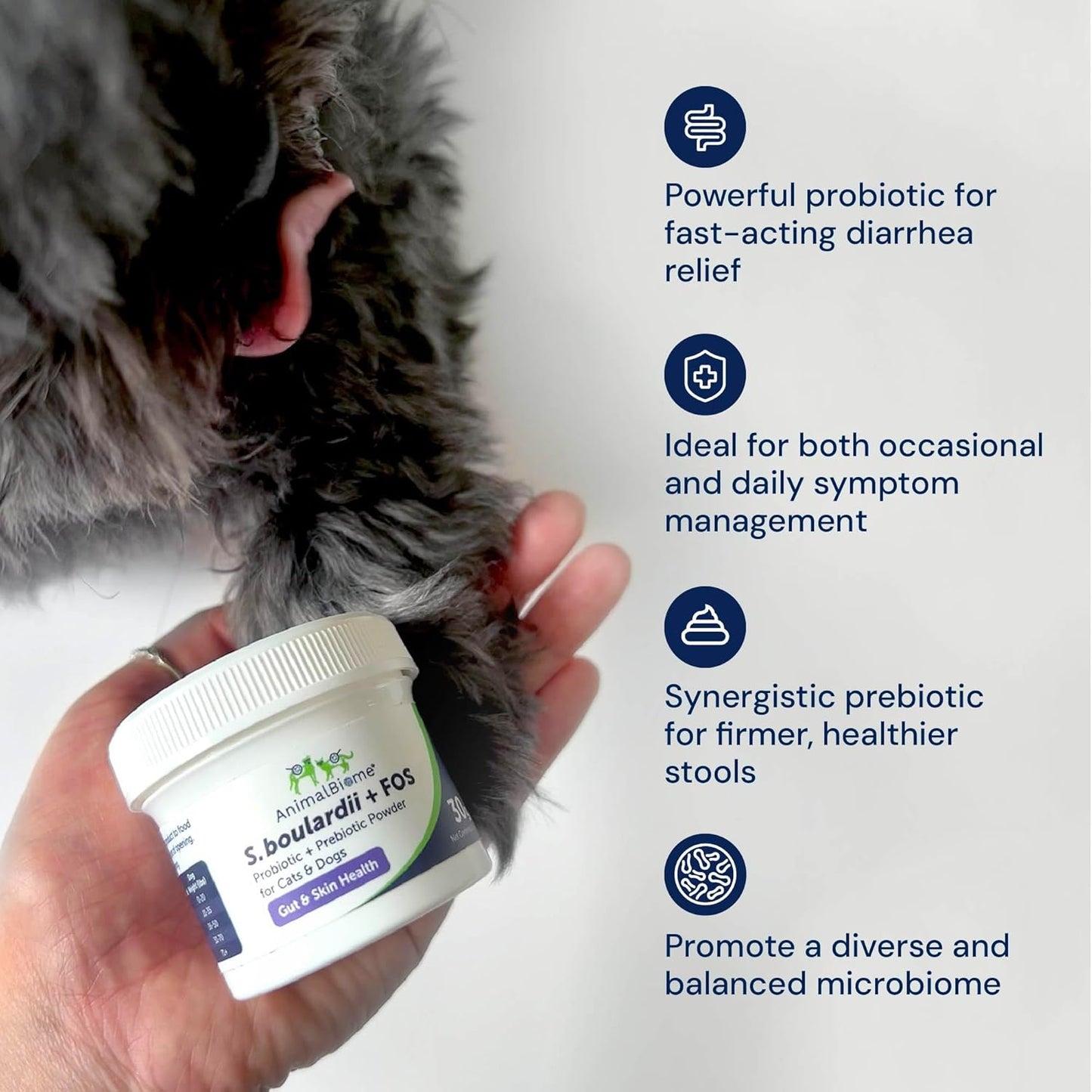 AnimalBiome S boulardii + FOS for Cats and Dogs Probiotic Prebiotic - 30g