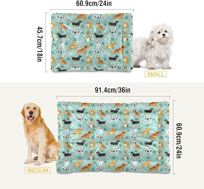 Cute Dogs Bones Paws Pet Bed Cute Dog Bed Mat Absorbing Non Slip Pad Pet Sleeping Mat for Small, Medium, and Large Dogs Puppy Cat 24 in x 18 in