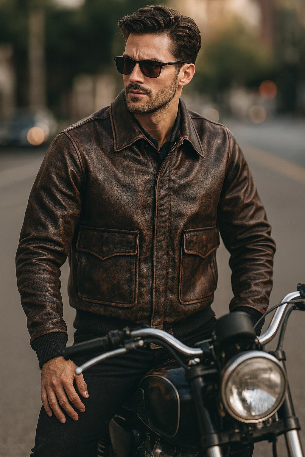 UGFashions Ww2 Us brown flight jacket A2 Leather Jacket US Air Force Distressed Leather Ww2 Flight Bomber Jacket