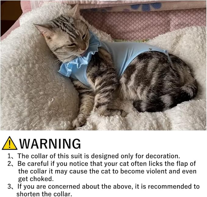 Cat Recovery Suit for Abdominal Wounds and Skin Diseases, Breathable Surgical Recovery Shirt After Surgery Wear Anti Licking Wounds,E-Collar Alternative for Cats Pet Kitten(RSC01-Navy-s)