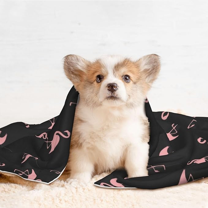 Reversible Dog Blanket for Beds Couches, Flamingo, Double Sided Cat Blanket with Textured Dot Feel and Smooth Feel for Seasonal Comfort All Year