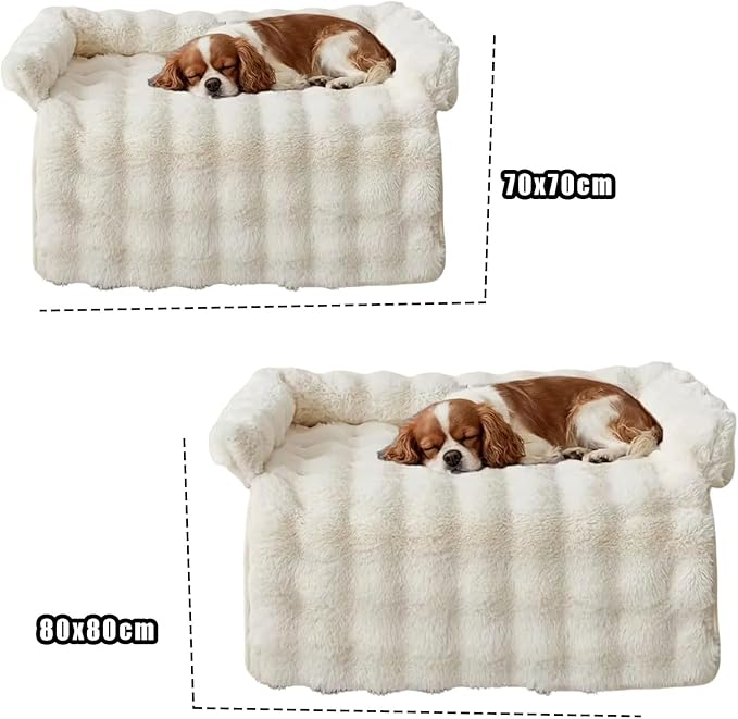 Dream Cloud Pet Sofa Bed, Dream Cloud Pet Sofa Bed Cover, Cozy Rabbit-Velvet Non-Slip Washable Fluffy Plush Pet Mat for Furniture Protection, Soft Couch Bed for Dogs & Cats (Brown, 80X80 CM)