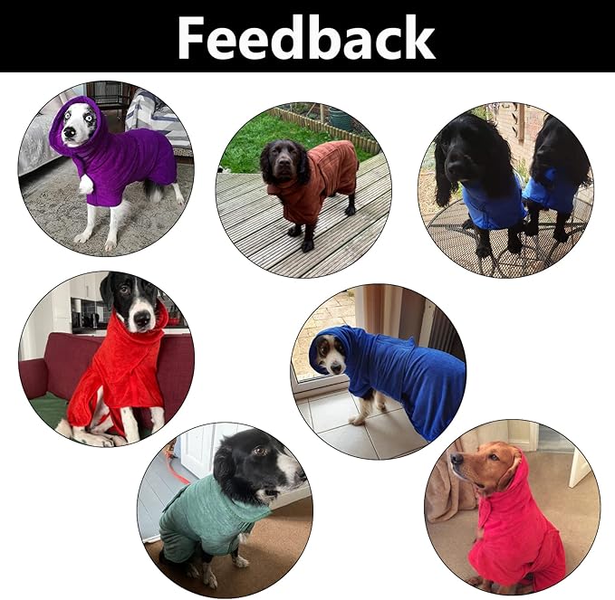 Geyecete Dog Drying Coat - Fast Drying Dog Bath Robe Towel - Microfibre Super Absorbent - Luxuriously Soft - Red - XXXL