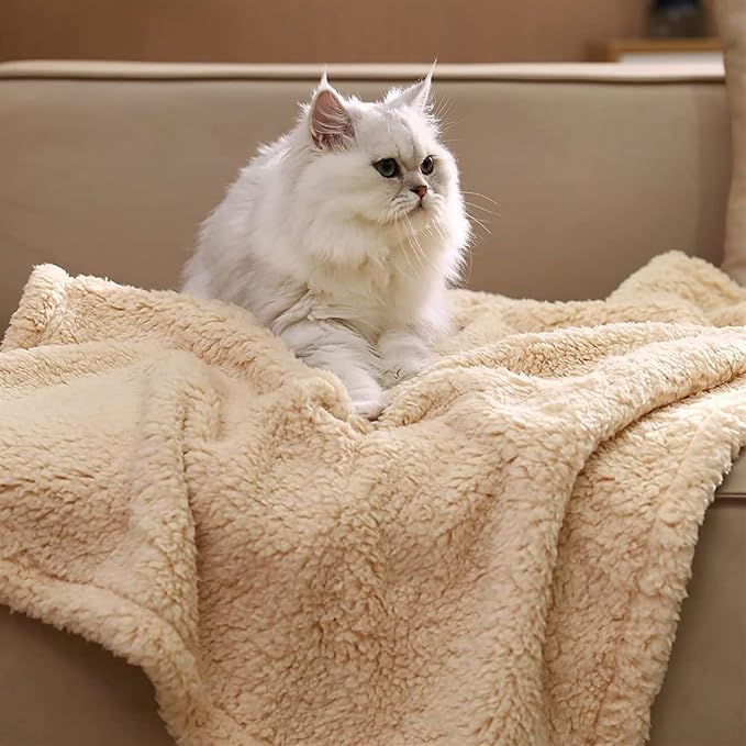 Pet Blankets for Couch Sofa Bed Dog Blankets Reversible Cat Blanket Soft Furniture Protector Cover for Small Medium Large Dogs Cats, Beige, 39 x 47 inches