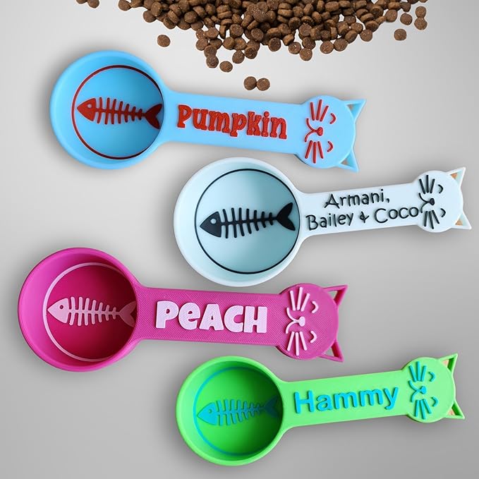 Personalized Cat Food Scoop, Cat Food Measuring Cup with Name, Kibble Scoop (1.33 oz - 1/6 cup)