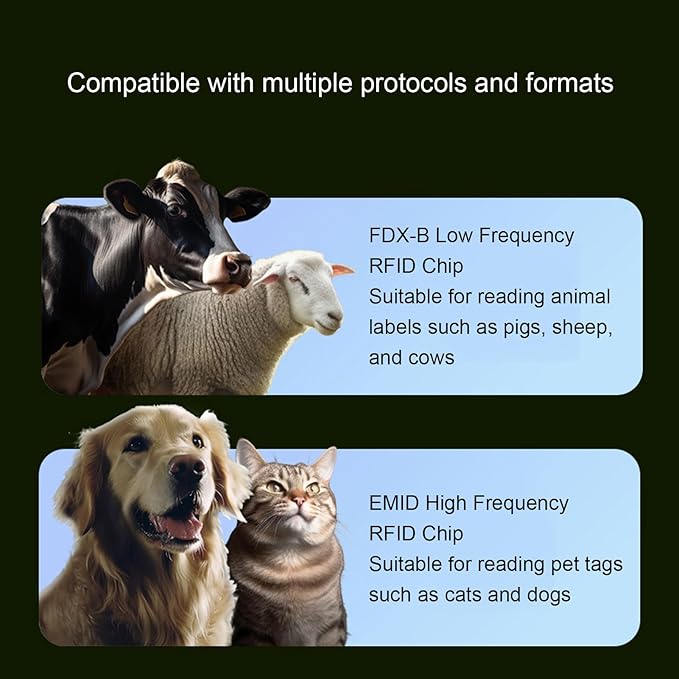 Tangxi Pet Microchip Scanner, EMID FDX B (ISO11784/85) Micro Chip ID Reader with 1.44" TFT Screen, 500 Storage Records, Upload to PC, 134.2/125khz, 15/10 Digits Chip Scanner
