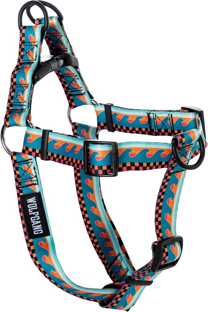 Wolfgang Heavy Duty Adjustable Dog Harness, Pull-Tested for Walking & Training, BuenaOnda Print, Small