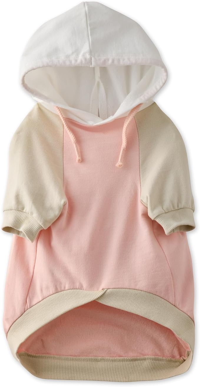 Rocky – The Orginal Lightweight Hooded TEE 100% Organic Cotton Dog Hoodie Pet Coat Sweater for Small, Medium, Large Dogs, Pink Color Block, X-Small